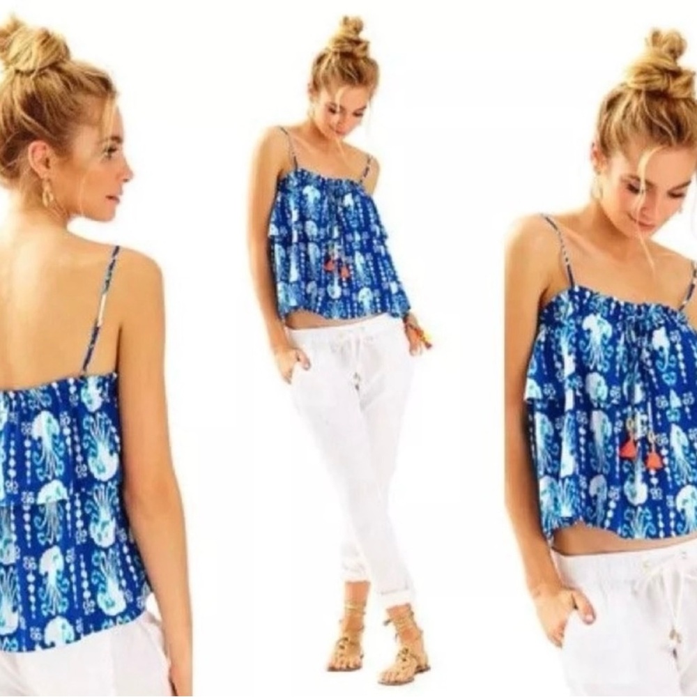 Lilly Pulitzer Blue and White Tiered Camisole - Picture 2 of 10